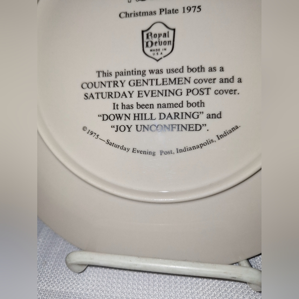 Vtg. Royal Devon" Down Hill Darling" First Edition Norman Rockwell Plate. - Picture 4 of 5